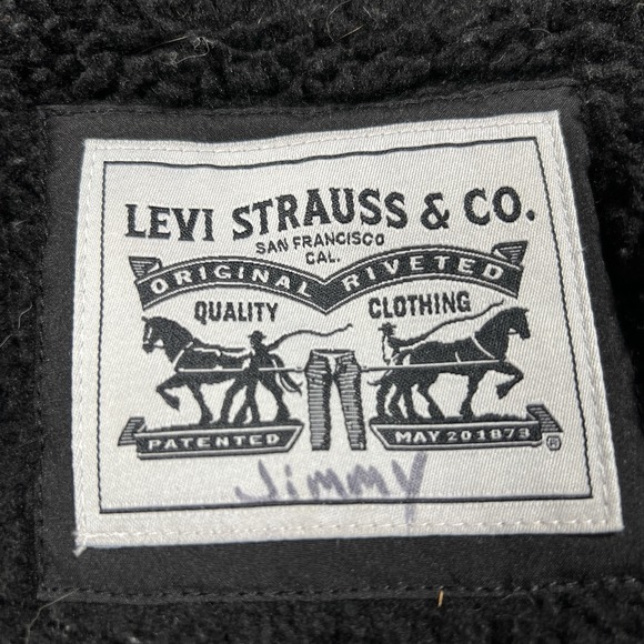 Levis Jacket Mens L Black Hooded Fleece Lined Insulated Winter Coat - Picture 4 of 15